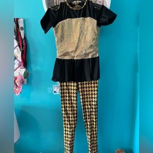 Black and gold dance costume for sale